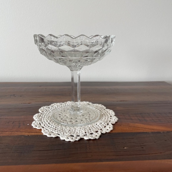 VINTAGE "Birthday" Dessert Dish, Glass Pedestal Candy Dish 5.5" H x 5" W - Picture 3 of 9